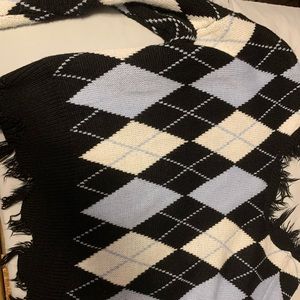 Black blue and white cropped sweater size L